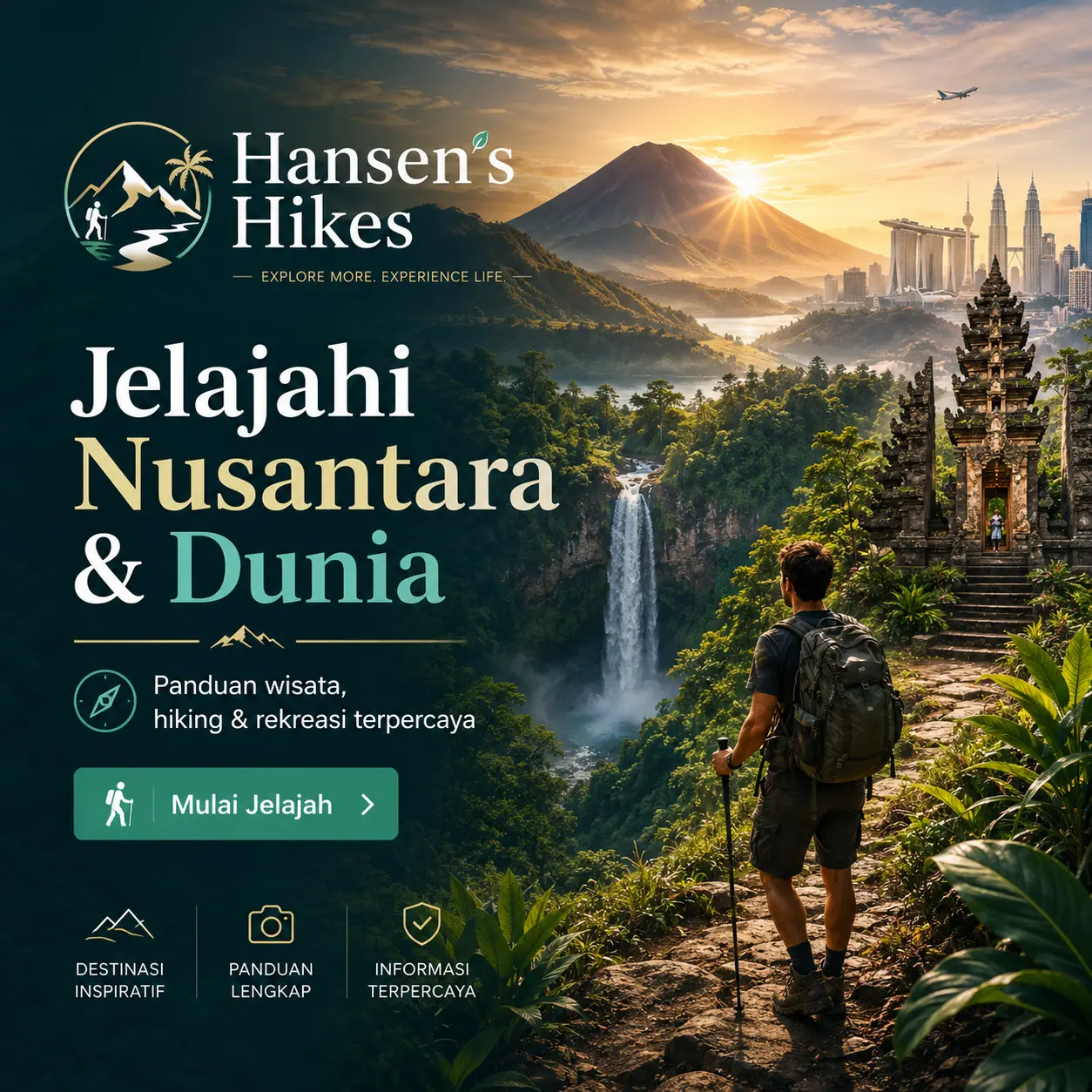 Banner Hansen's Hikes — Jelajahi Nusantara dan Dunia